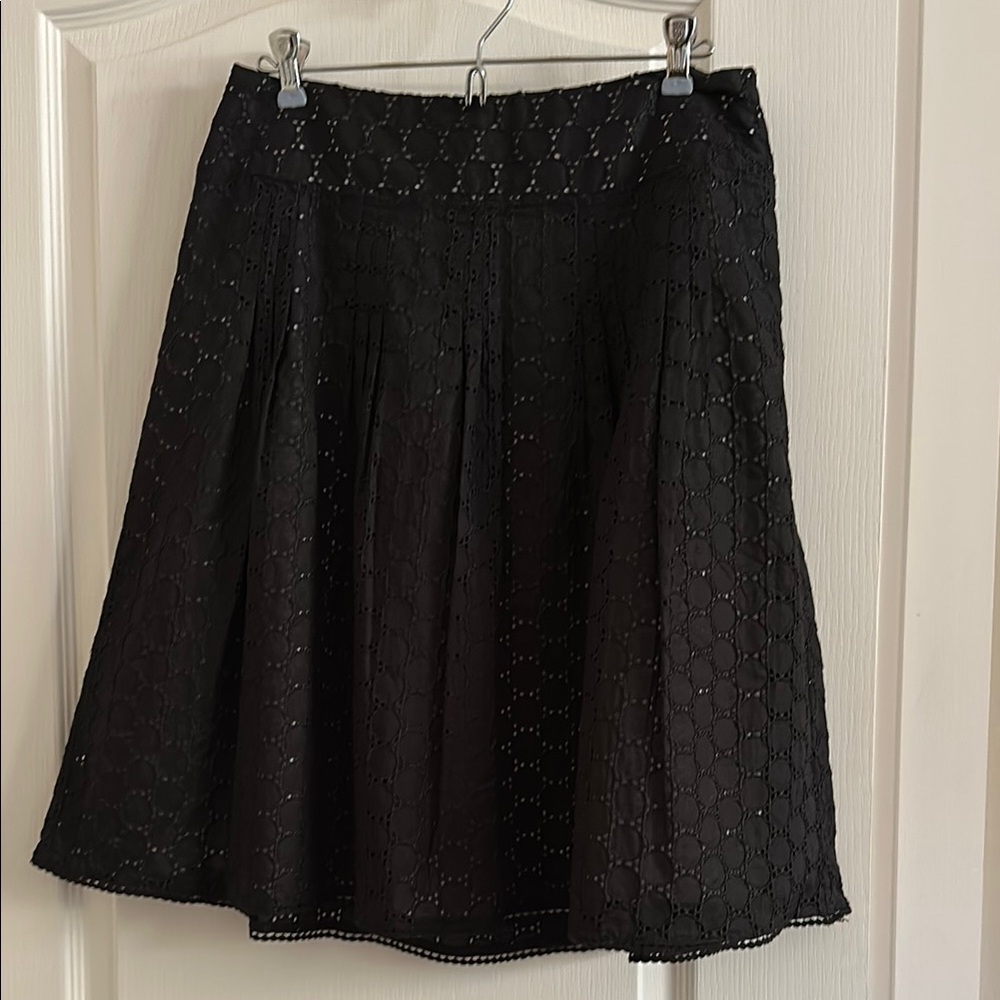 Ann Taylor Black Eyelet A-Line Skirt